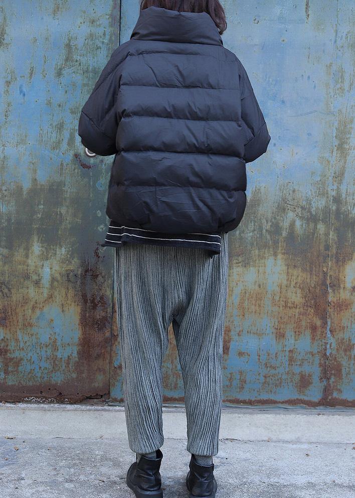 Fine Black Short Outwear Clothing Down Jacket Stand Collar Winter Outwear