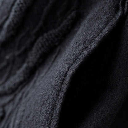 Fine Black Wool Coat for Woman Clothing Embroidery Winter Coat Long Sleeve Woolen Outwear