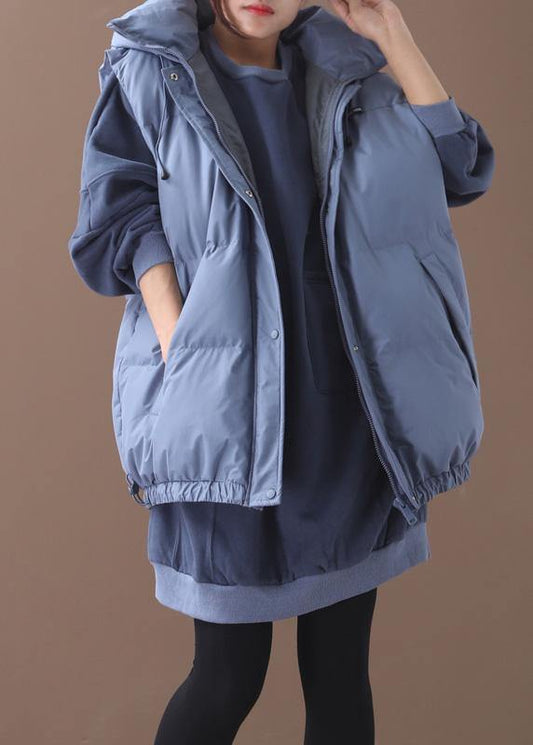 Fine Blue Outfit Clothing Hooded Sleeveless Winter Outwear