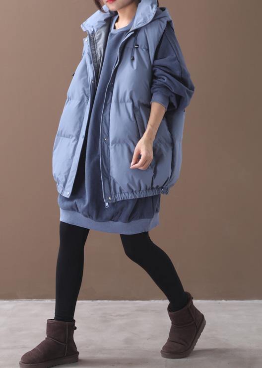 Fine Blue Outfit Clothing Hooded Sleeveless Winter Outwear