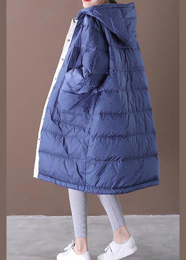 Fine Blue Cotton Blend Coat Clothing Snow Jackets Hooded Pockets Jackets
