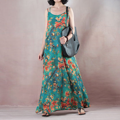 Fine Blue Summer Maxi Dress O Neck Spaghetti Strap Cocktail Dress a Line Skirts Maxi Dresses