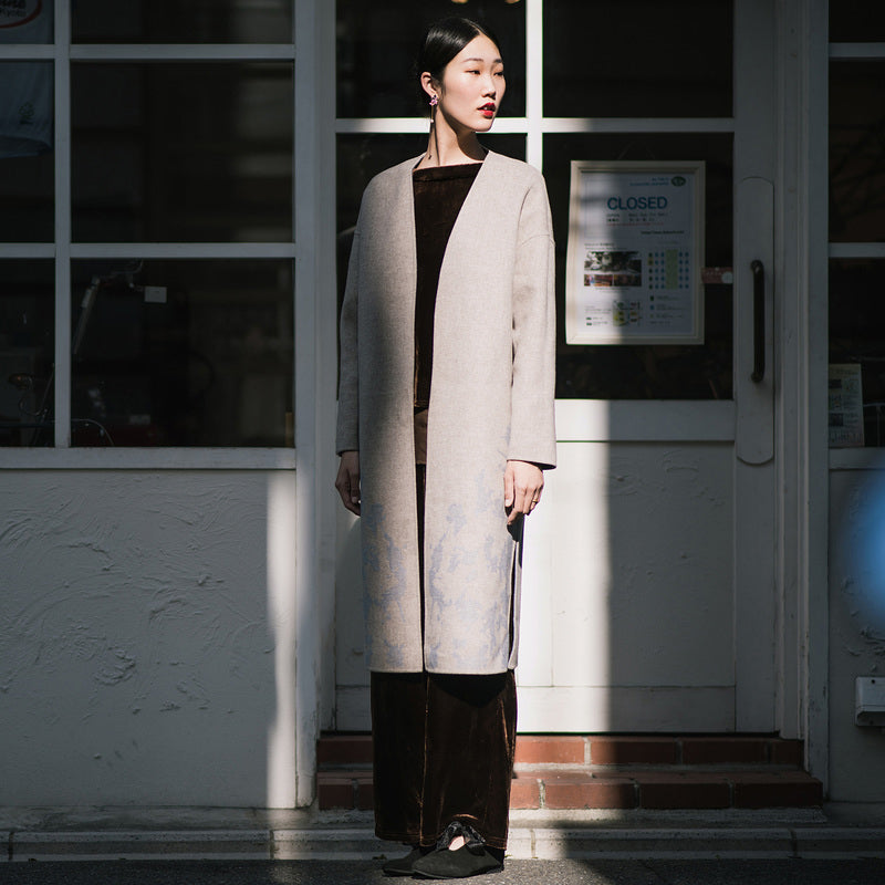 Fine Blue Wool Coat for Woman Two Ways to Wear Winter Jackets Embroidery Coats