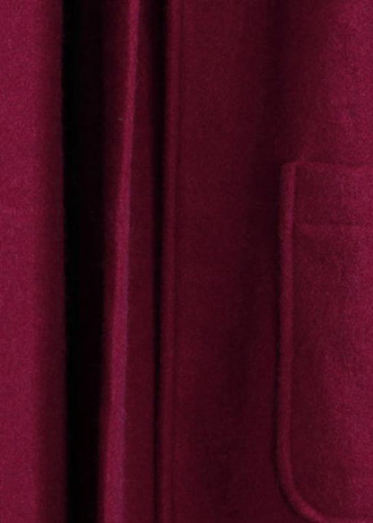 Fine Burgundy Woolen Coat Oversize Winter Coat Batwing Sleeve Large Hem