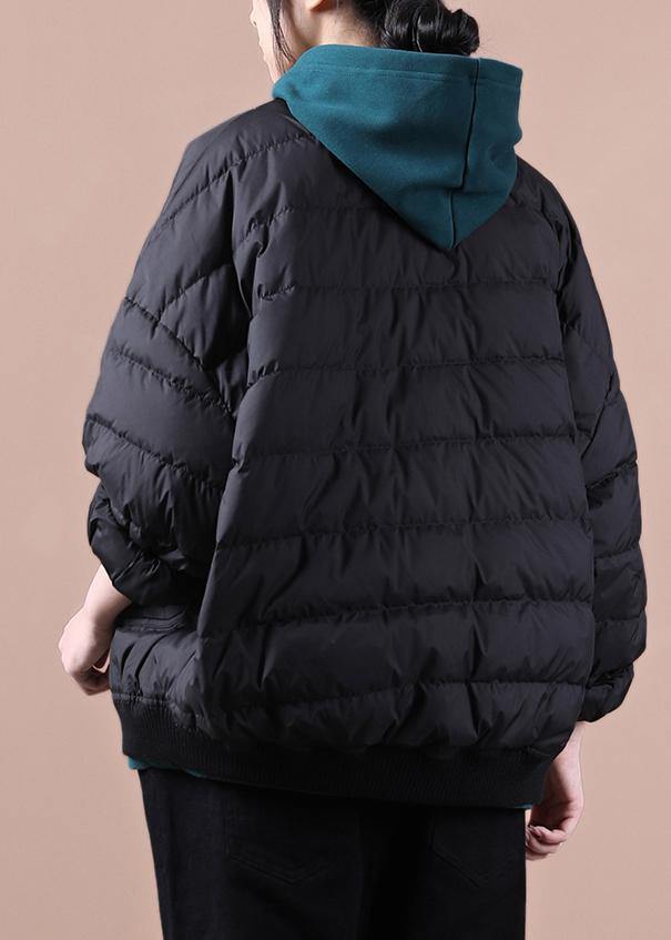 Fine Parka Coats Black Large Pockets Down Coat Winter