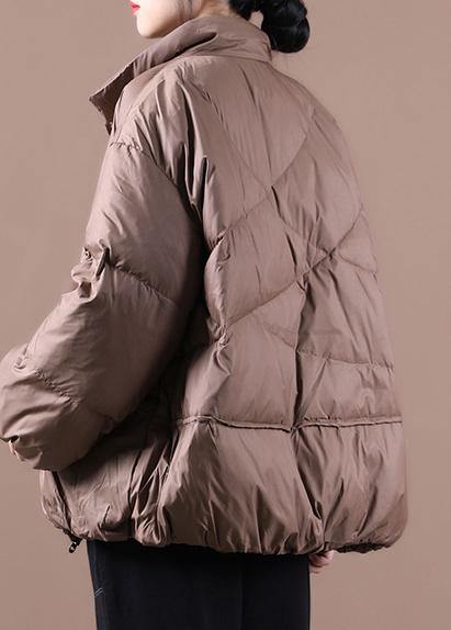 Fine Chocolate Goose Down Coat Down Jacket Stand Collar Chinese Button Overcoat