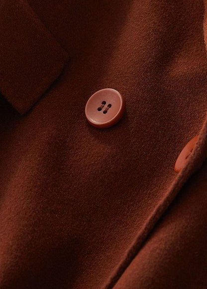 Fine Chocolate Woolen Coats Oversize Mid-length Coats Back Open Coat Lapel Collar