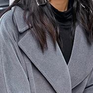 Fine Gray Wool Coat Notched Outwear Boutique Double Breasted Pockets Long Coats