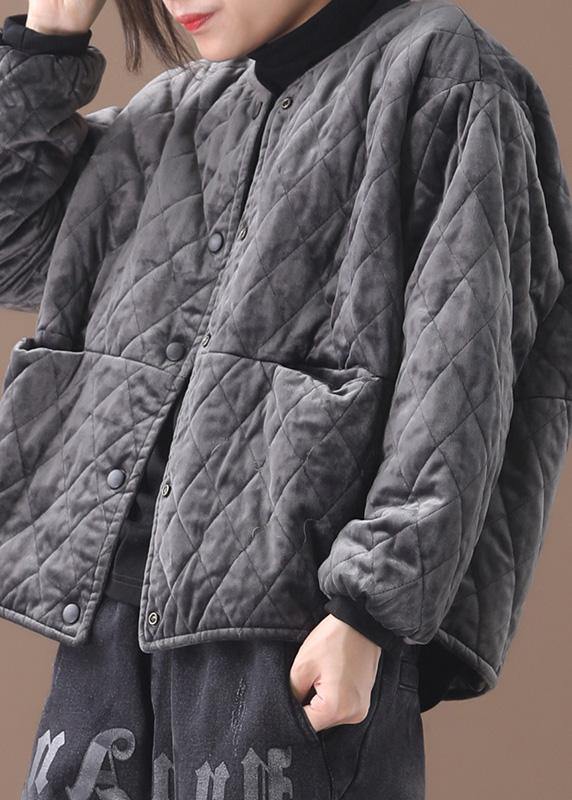 Fine Gray Winter Outwear Clothing Jackets & Coats O Neck Thick Outwear
