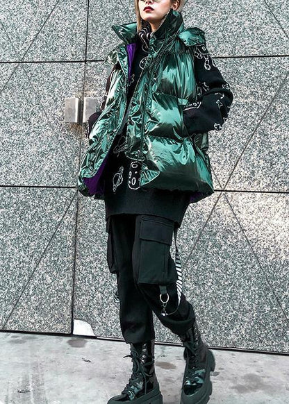 Fine Green Parkas Winter Hooded Sleeveless Coats