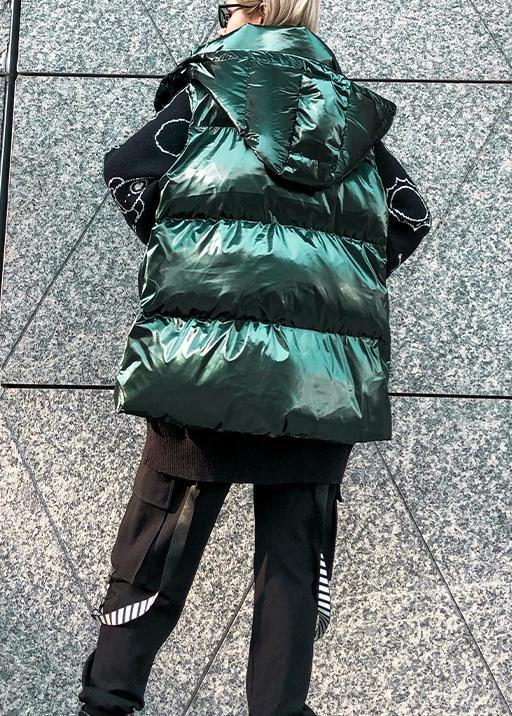 Fine Green Parkas Winter Hooded Sleeveless Coats
