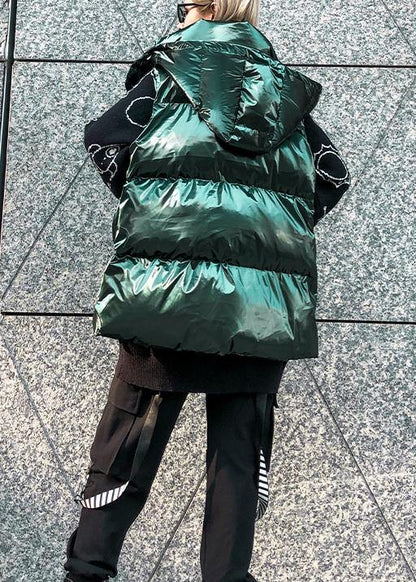 Fine Green Parkas Winter Hooded Sleeveless Coats