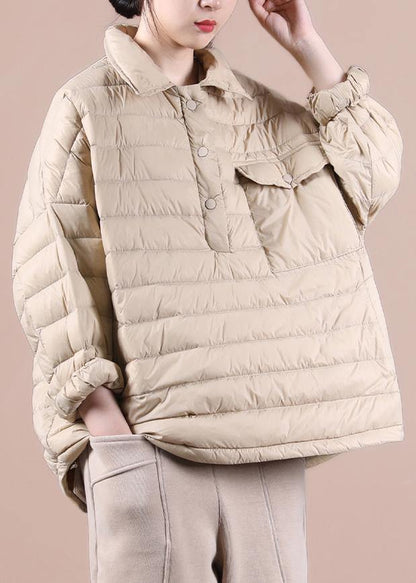 Fine Khaki Down Coat Snow Jackets Lapel Pockets Winter Outwear