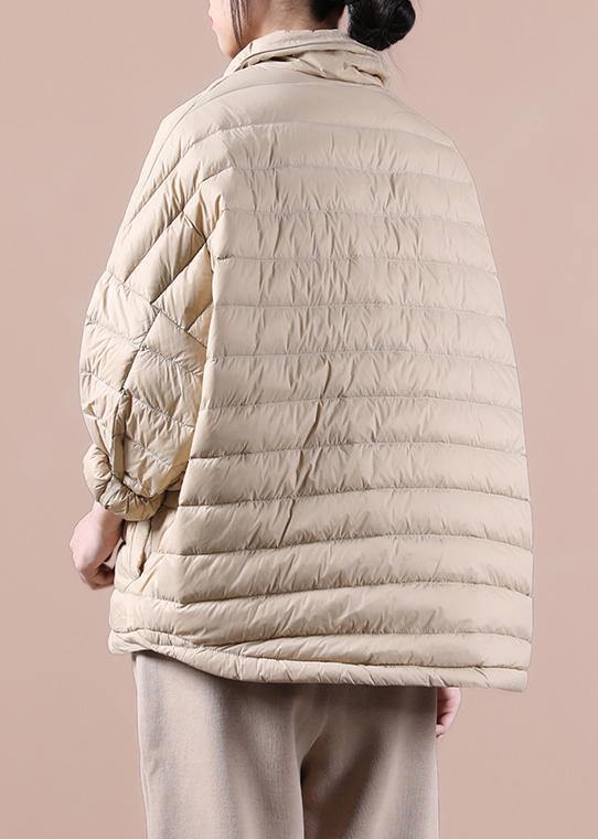 Down Jacket Overcoat Red Lapel Pockets Goose Down Coat