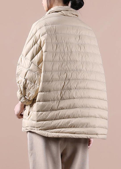 Down Jacket Overcoat Red Lapel Pockets Goose Down Coat
