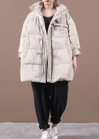 Fine Khaki Clothing Parka Hooded Zippered Winter Outwear
