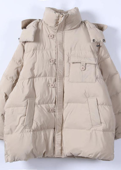 Fine Khaki Clothing Parka Hooded Zippered Winter Outwear