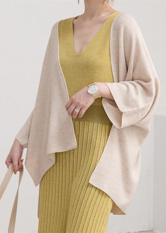 Fine Nude Sweaters Three Quarter Sleeve Knitted Blouses Cardigan Blouse
