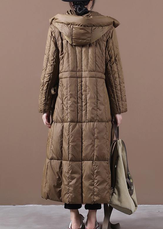 Fine Winter Winter Overcoat Chocolate Hooded Pockets Goose Down Coat