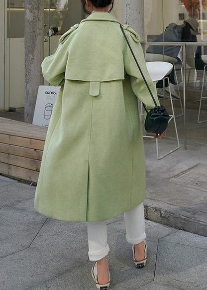 Fine Winter Coat Back Open Coats Green Double Breast Wool Coat for Woman