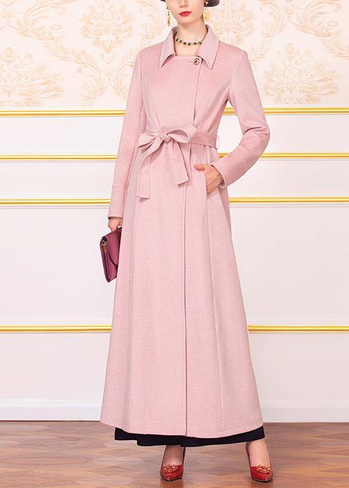 Fine Clothing Jackets & Coats Tie Waist Coats Pink Wild Woolen Coats
