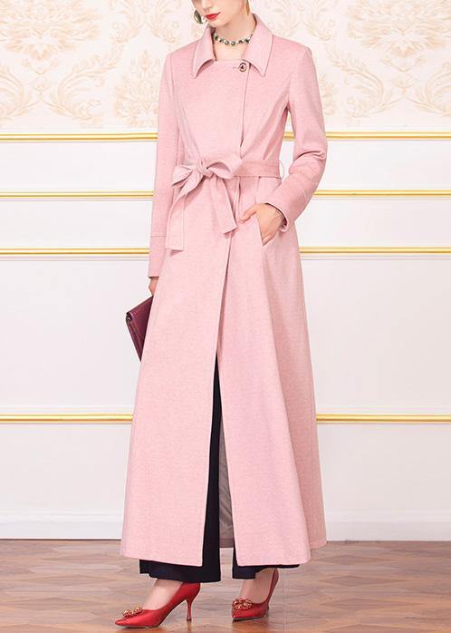 Fine Clothing Jackets & Coats Tie Waist Coats Pink Wild Woolen Coats