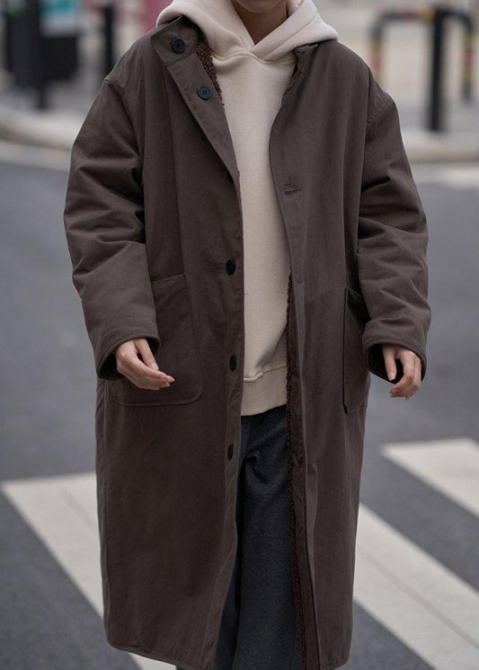Fine Mid-length Coats Woolen Outwear Chocolate O Neck Two Ways to Wear Coats