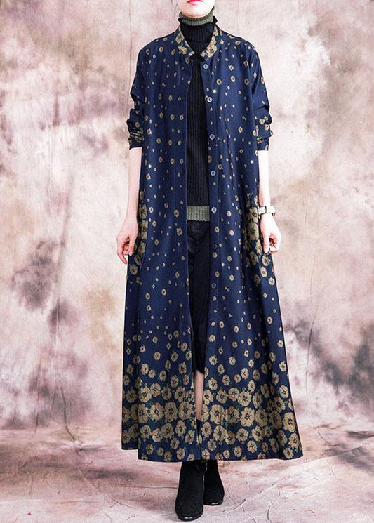 Fine Trench Coat Fall Outwear Yellow Print Button Down Pockets Coats