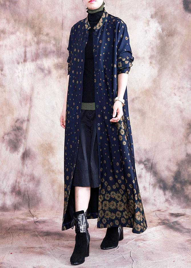 Fine Trench Coat Fall Outwear Yellow Print Button Down Pockets Coats
