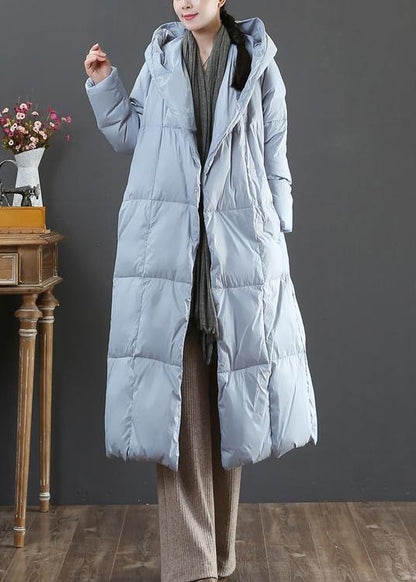 Fine Winter Jacket Coats Blue Hooded Pockets Warm Coat