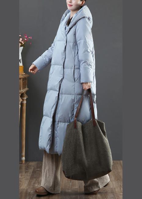 Fine Winter Jacket Coats Blue Hooded Pockets Warm Coat