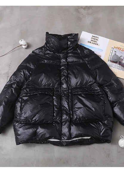 Fine Parka Winter Overcoat Black Stand Collar Warm Winter Coat