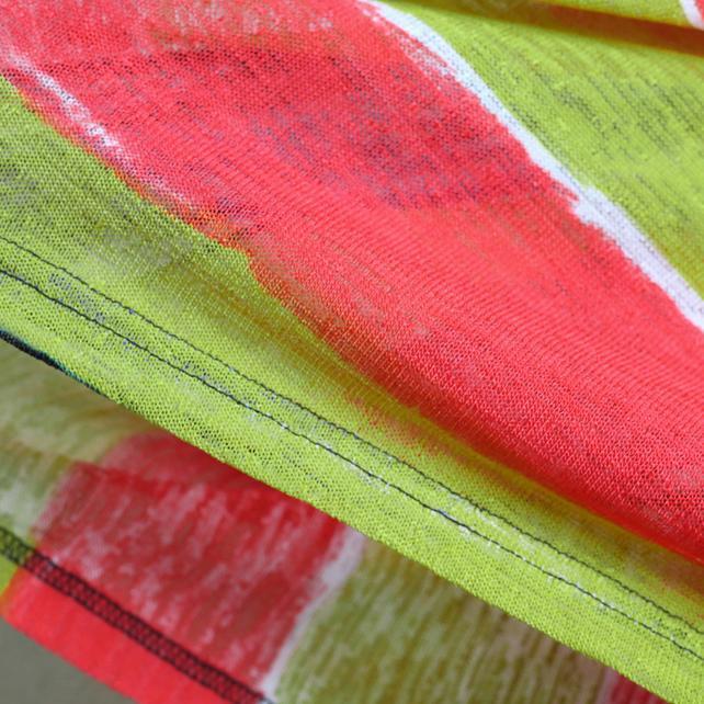 Fine Rainbow Natural Linen Dress Oversize Striped Traveling Dress Asymmetrical Kaftans