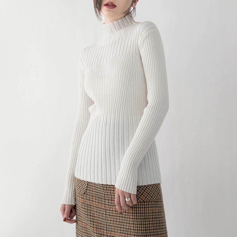 Fine White Pure Wool Blended Blouse Turtleneck Traveling Blouse New Clothing Sweater