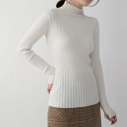 Fine White Pure Wool Blended Blouse Turtleneck Traveling Blouse New Clothing Sweater