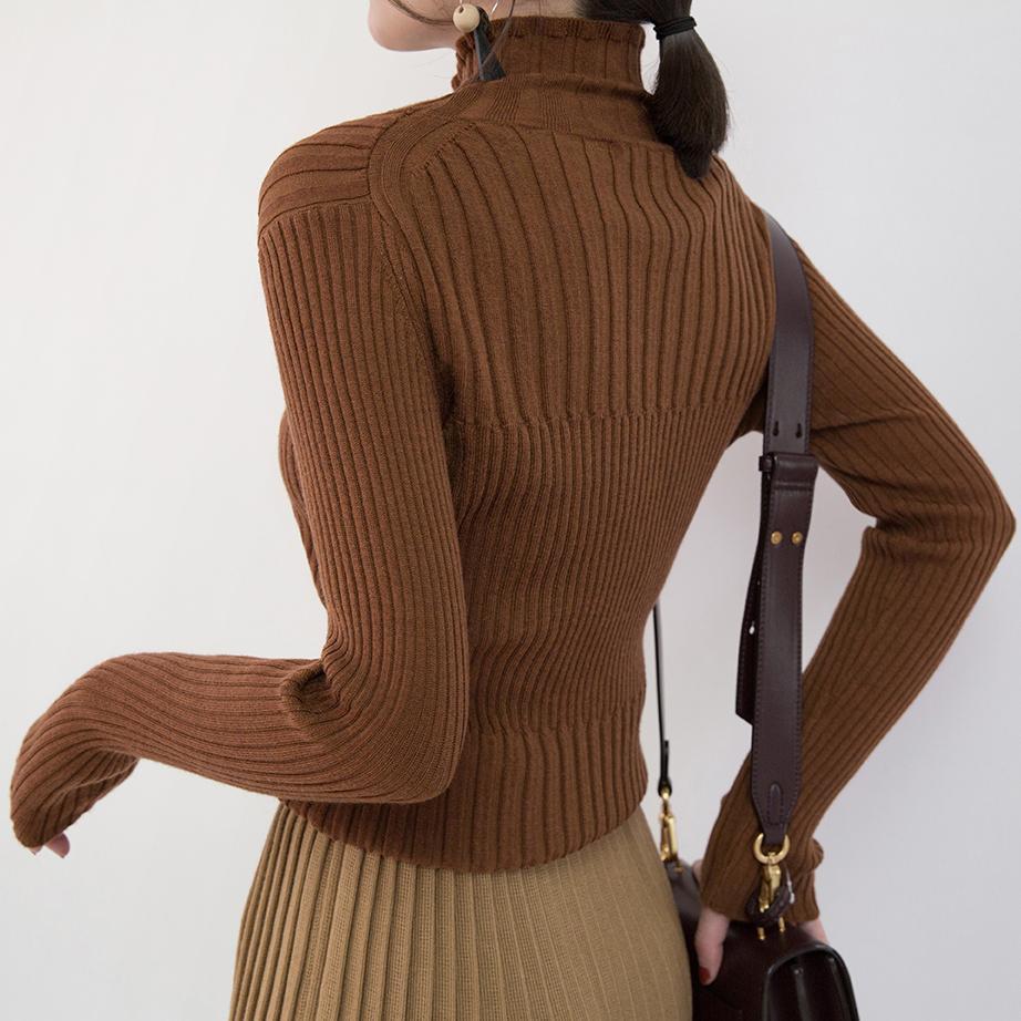 Fine White Pure Wool Blended Blouse Turtleneck Traveling Blouse New Clothing Sweater