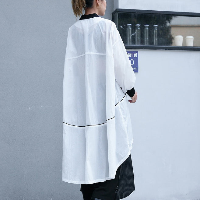 Fine White Thin Coat Low High Jackets & Coats New Long Sleeve Coat