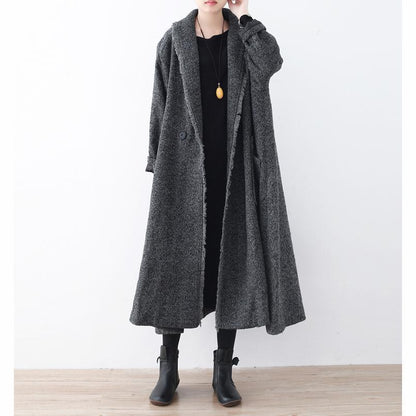 Fine Black Gray Wool Jackets Long Jackets Coat
