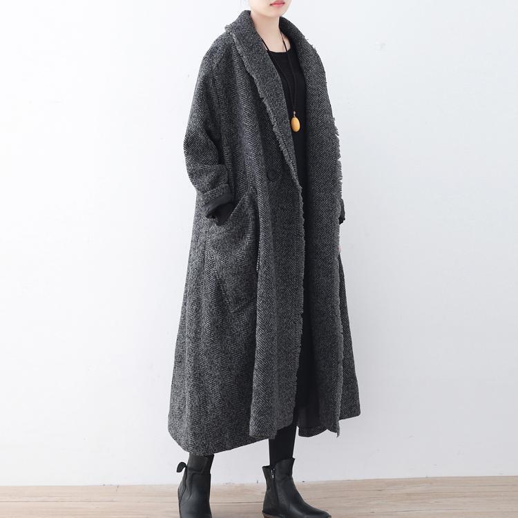 Fine Black Gray Wool Jackets Long Jackets Coat