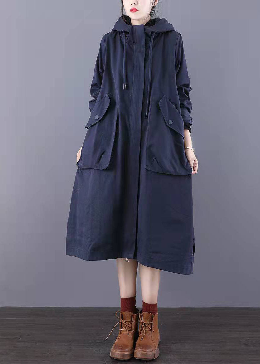 Fitted Army Green Zip Up Pockets Cotton Trench Coats Spring