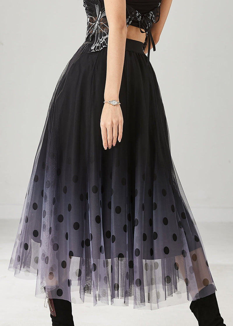 Fitted Black Gradient Color Tulle a Line Skirts Summer