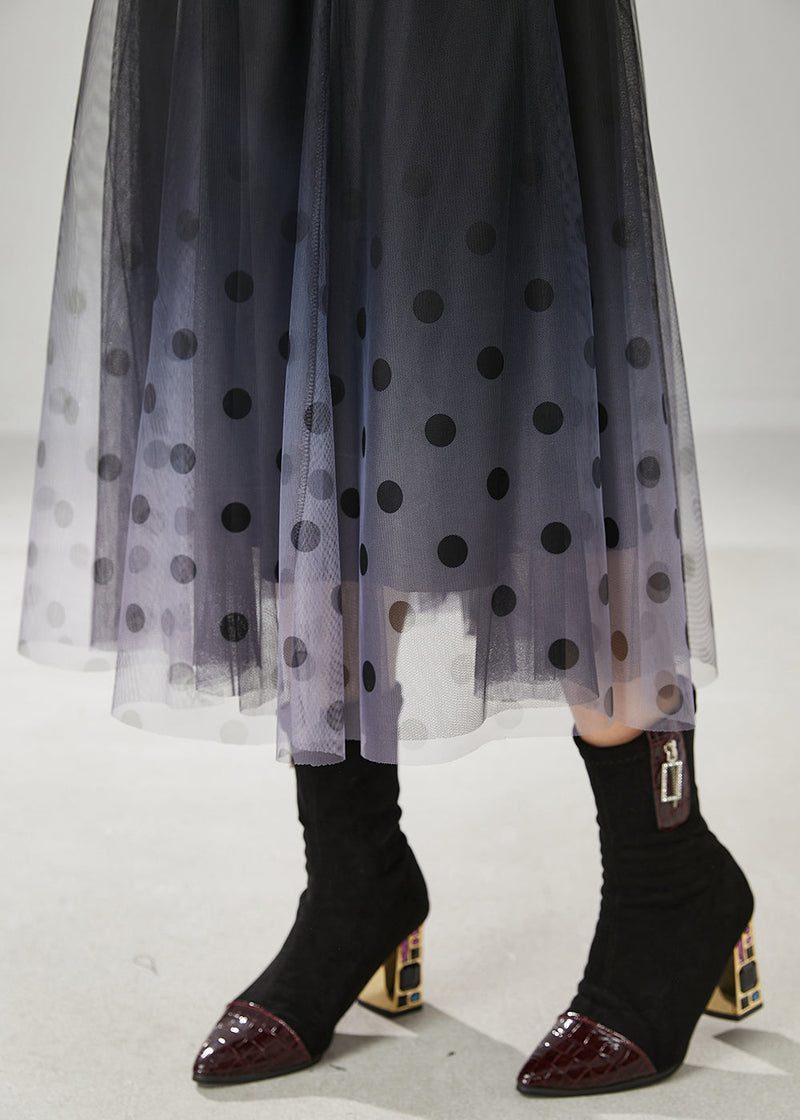 Fitted Black Gradient Color Tulle a Line Skirts Summer
