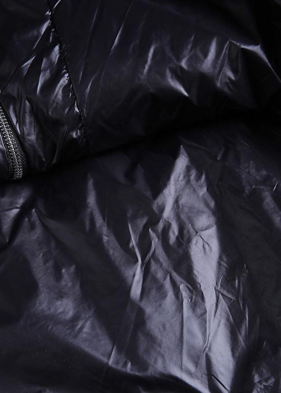 Fitted Black Hooded Zippered Fine Cotton Filled Winter Parkas