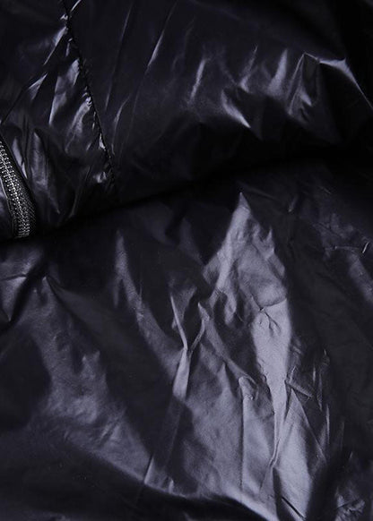 Fitted Black Hooded Zippered Fine Cotton Filled Winter Parkas