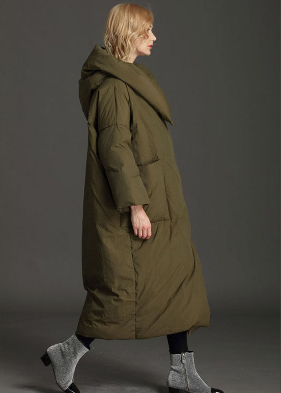 Grey Hooded Loose Winter Duck Down Puffer Coat