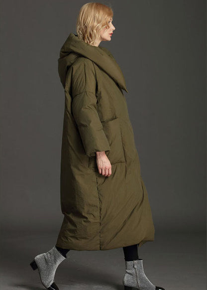 Grey Hooded Loose Winter Duck Down Puffer Coat