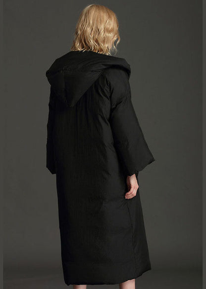 Grey Hooded Loose Winter Duck Down Puffer Coat