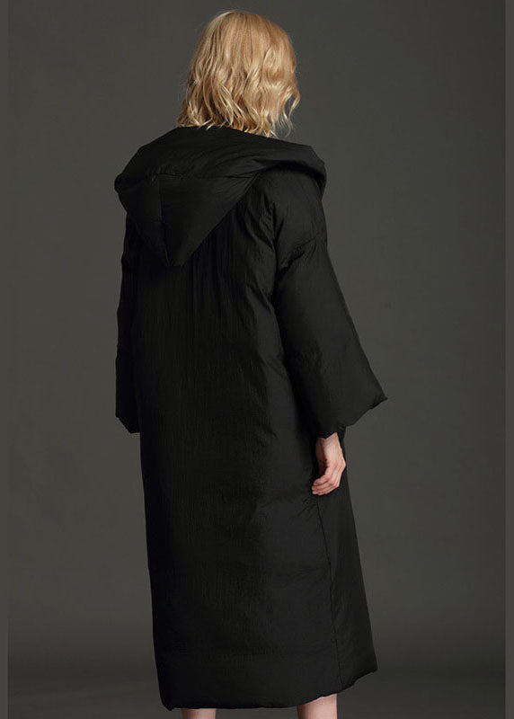 Grey Hooded Loose Winter Duck Down Puffer Coat