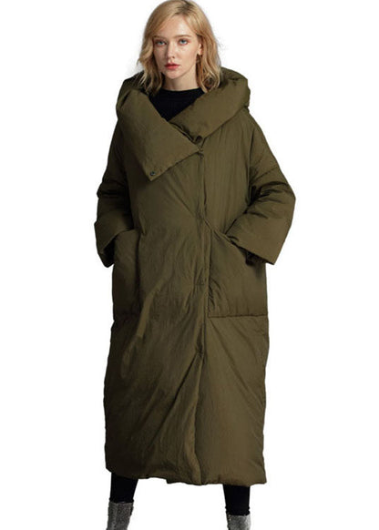 Grey Hooded Loose Winter Duck Down Puffer Coat