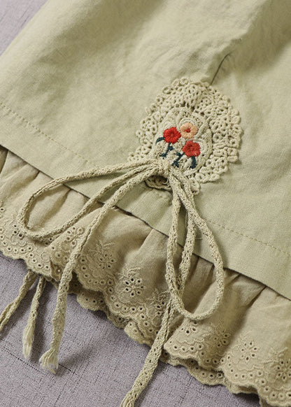Fitted Green Embroideried Lace Patchwork Hot Pants Summer